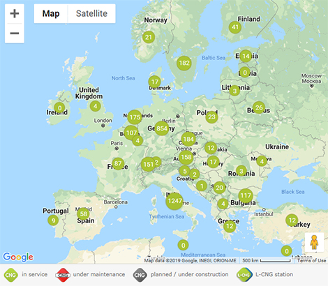 Karte Erdgastankstellen Deutschland | Rurradweg Karte